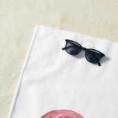 Serviette De Plage Flamant rose rose, aquarelle. (En situation)