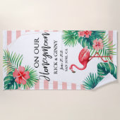 Serviette De Plage Flamant rose rose Élégant Personnalisé (Devant)