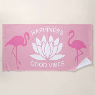 Serviette De Plage Flamant rose rose Good Vibes