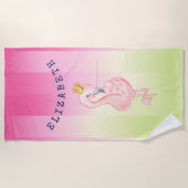Serviette De Plage Flamant rose rose mignon Ombre rayé (Devant)