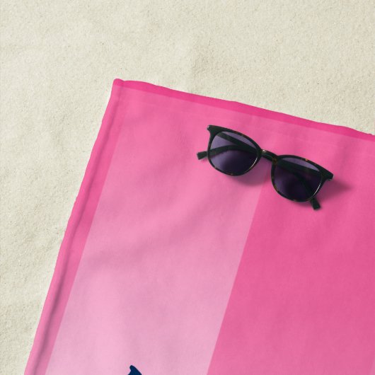 Serviette De Plage Flamant rose rose mignon Ombre rayé (En situation)