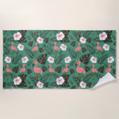 Serviette De Plage Flamant rose rose motif transparent sur arrière -  (Devant)
