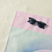 Serviette De Plage Flamant rose rose Pastel Art personnalisé (En situation)