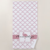 Serviette De Plage Flamant rose rose rosé Art déco (Devant)