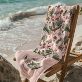 Serviette De Plage Flamant rose rose tropical