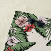 Serviette De Plage Flamant rose rose tropical et Hibiscus Monogrammé (En situation)