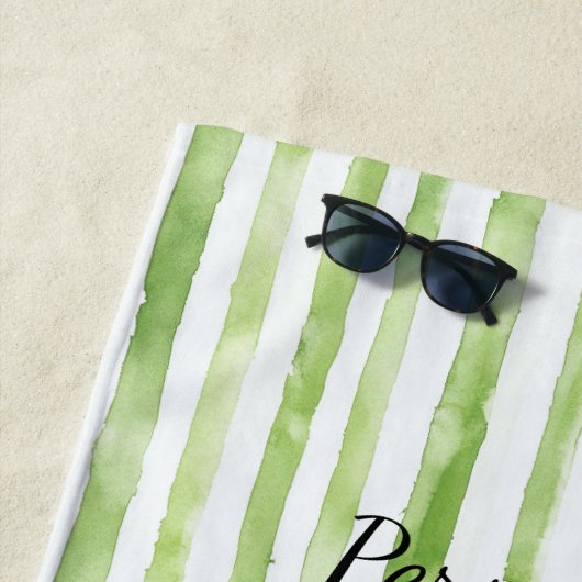 Serviette De Plage Flamant rose rose vert (En situation)