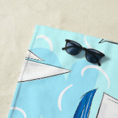Serviette De Plage Flamant rose Sailboat Preppy (En situation)
