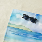 Serviette De Plage Flamant rose sur la plage (En situation)