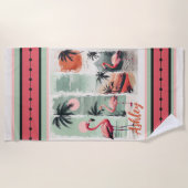 Serviette De Plage Flamant rose tropical (Devant)