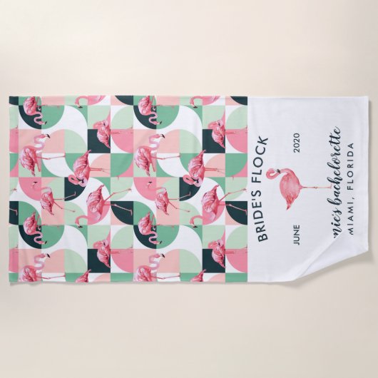 Serviette De Plage Flamant rose tropical Bachelorette Week-end (Devant)