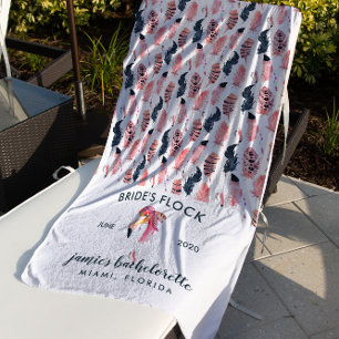 Serviette De Plage Flamant rose tropical Bachelorette Week-end