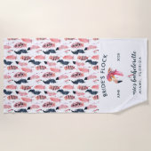 Serviette De Plage Flamant rose tropical Bachelorette Week-end (Devant)