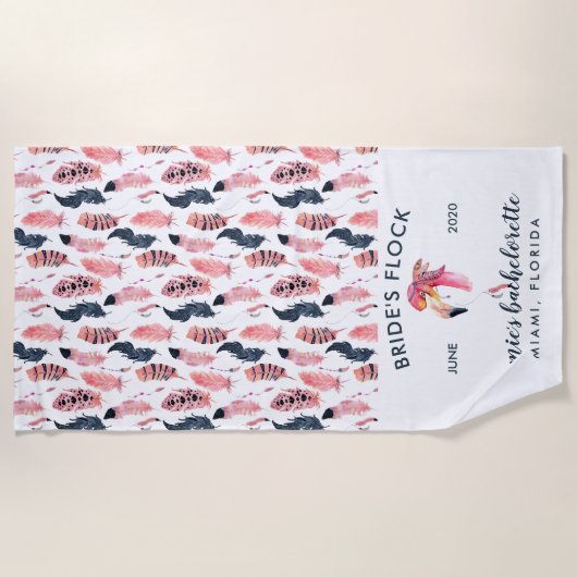 Serviette De Plage Flamant rose tropical Bachelorette Week-end (Devant)