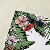 Serviette De Plage Flamant Rose Tropical et Monogramme Hibiscus (En situation)