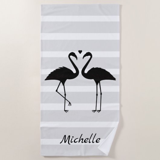 Serviette De Plage Flamants Personnalisés (Devant)