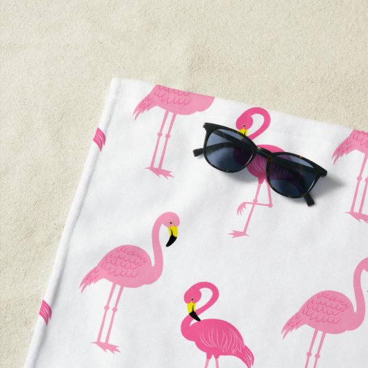 Serviette De Plage Flamants roses amusants Motif Monogramme (En situation)
