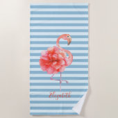 Serviette De Plage Flamants roses Floral Rose mignons, Gratuits (Devant)