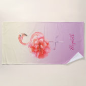 Serviette De Plage Flamants roses Floral Rose Ombre (Devant)