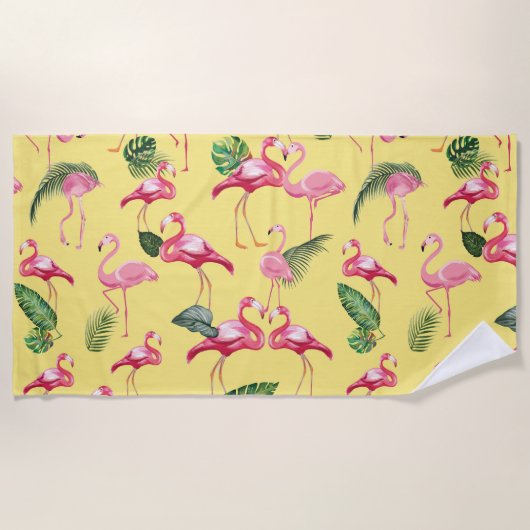 Serviette De Plage Flamants roses Love Motif 3 (Devant)