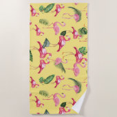 Serviette De Plage Flamants roses Love Motif 3 (Devant)