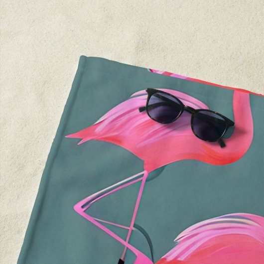 Serviette De Plage flamants roses rétro (En situation)