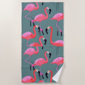 Serviette De Plage flamants roses rétro (Devant)