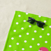Serviette De Plage Flamants roses rose tropicale sur Pois (En situation)