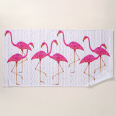 Serviette De Plage Flamants roses roses (Devant)