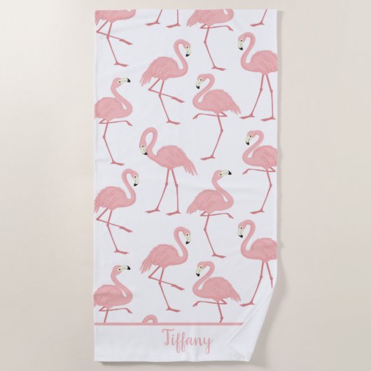 Serviette De Plage Flamants roses tropicaux (Devant)