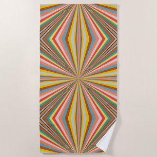 Serviette De Plage Flambée Colorée De Rayures Rétro