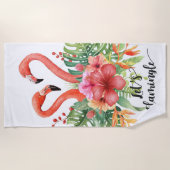 Serviette De Plage Flamingle Flamant rose  (Devant)