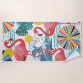  serviette de plage "Flamingo Rose" 🌸🦩 (Devant)