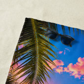 Serviette de plage Flamingo Rose Tropical Piscine (En situation)