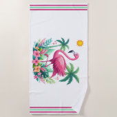 Serviette De Plage Flamingo rose tropicale/Floride (Devant)