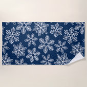 Serviette De Plage Flammes de neige sur bleu foncé (Devant)