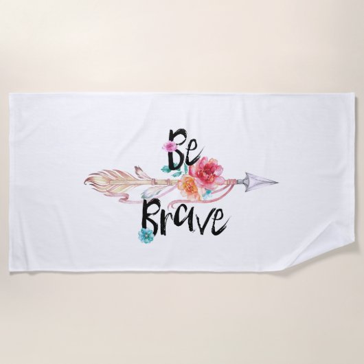 Serviette De Plage Flèche courageuse avec fleurs (Devant)