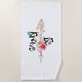 Serviette De Plage Flèche courageuse avec fleurs (Devant)