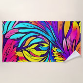Serviette De Plage Fleur abstrait vibrant (Devant)