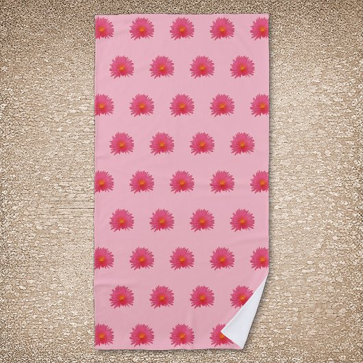 Serviette De Plage Fleur Aptenia rose Motif sans couture sur