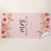 Serviette De Plage Fleur aquarelle Mme Date (Devant)