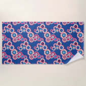 Serviette De Plage Fleur Bleu Rétro (Devant)
