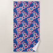 Serviette De Plage Fleur Bleu Rétro (Devant)