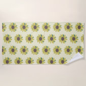 Serviette De Plage Fleur Brown de tournesol  Jaune Motif (Devant)