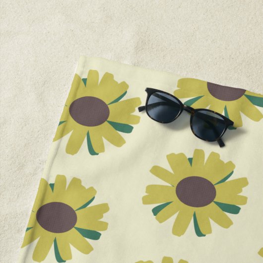 Serviette De Plage Fleur Brown de tournesol  Jaune Motif (En situation)
