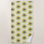 Serviette De Plage Fleur Brown de tournesol  Jaune Motif (Devant)