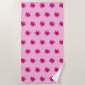 Serviette De Plage Fleur de carnation rose Motif sans couture sur (Devant)