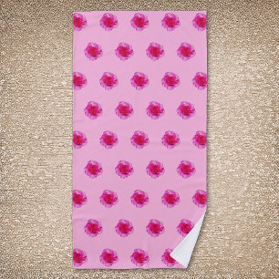 Serviette De Plage Fleur de carnation rose Motif sans couture sur