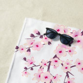 Serviette De Plage Fleur de cerisier rose blanc (En situation)