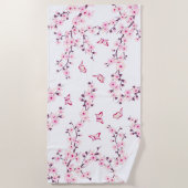 Serviette De Plage Fleur de cerisier rose blanc (Devant)